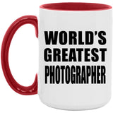 World's Greatest Photographer - 15oz Accent Mug Red