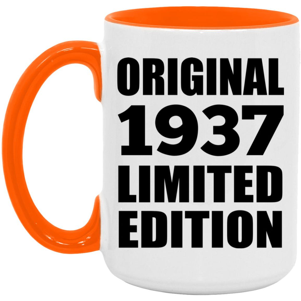 87th Birthday Original 1937 Limited Edition - 15oz Accent Mug Orange