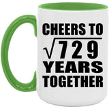27th Anniversary Cheers To Square Root of 729 Years Together - 15oz Accent Mug Green