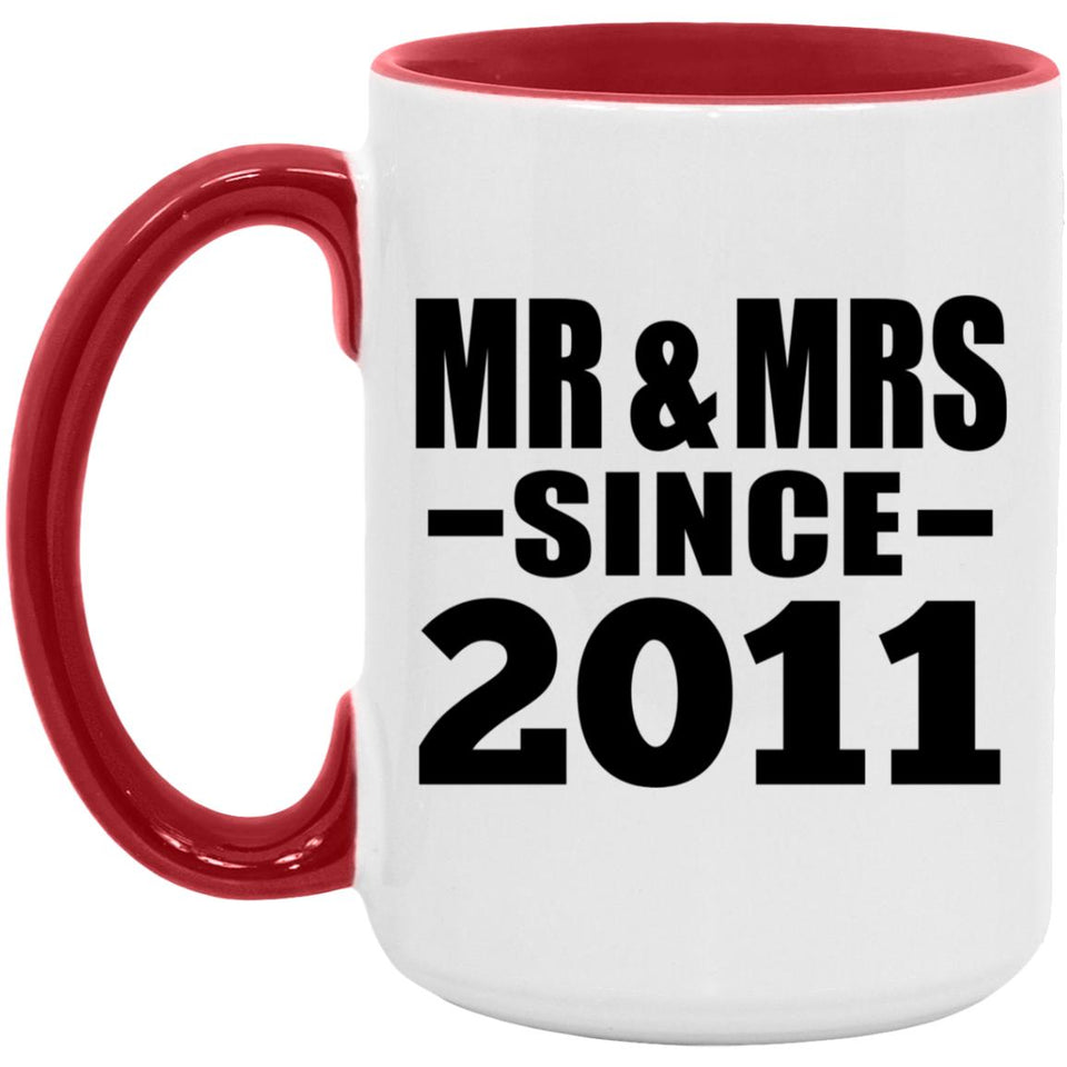 13th Anniversary Mr & Mrs Since 2011 - 15oz Accent Mug Red
