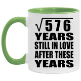 24th Anniversary Square Root of 576 Years Still In Love - 11oz Accent Mug Green