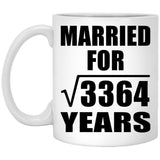58th Anniversary Married For Square Root of 3364 Years - 11oz Coffee Mug