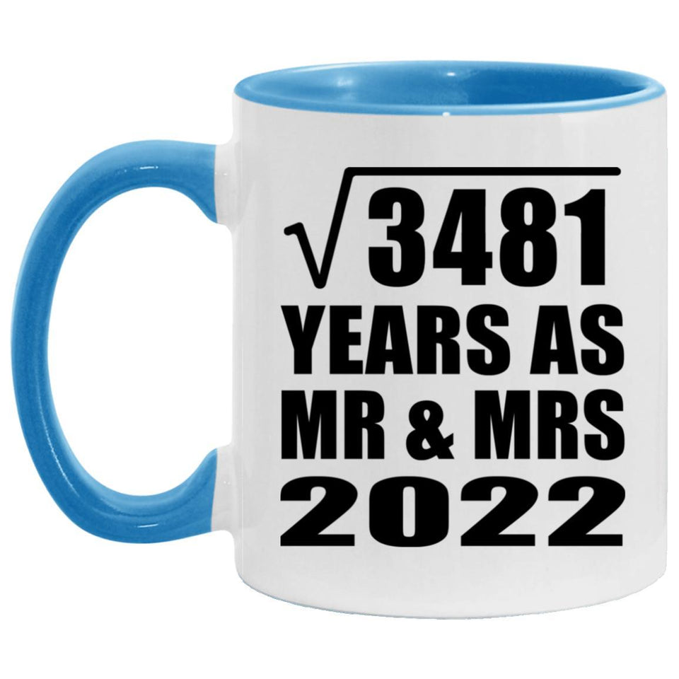 59th Anniversary Square Root of 3481 Years As Mr & Mrs 2022 - 11oz Accent Mug Blue