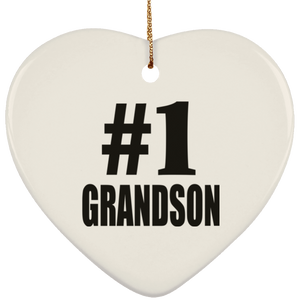 Number One #1 Grandson - Heart Ornament