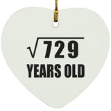 27th Birthday Square Root of 729 Years Old - Heart Ornament