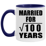 10th Anniversary Married For Square Root of 100 Years - 11oz Accent Mug Purple
