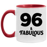 96th Birthday 96 & Fabulous - 11oz Accent Mug Red
