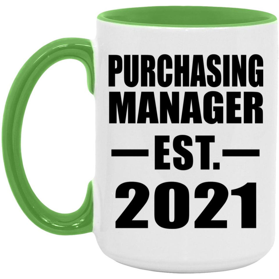 Purchasing Manager Established EST. 2021 - 15oz Accent Mug Green