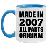 17th Birthday Made in 2007 All Parts Original - 11oz Accent Mug Blue