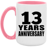 13th Anniversary 13 Years Anniversary - 15oz Accent Mug Pink