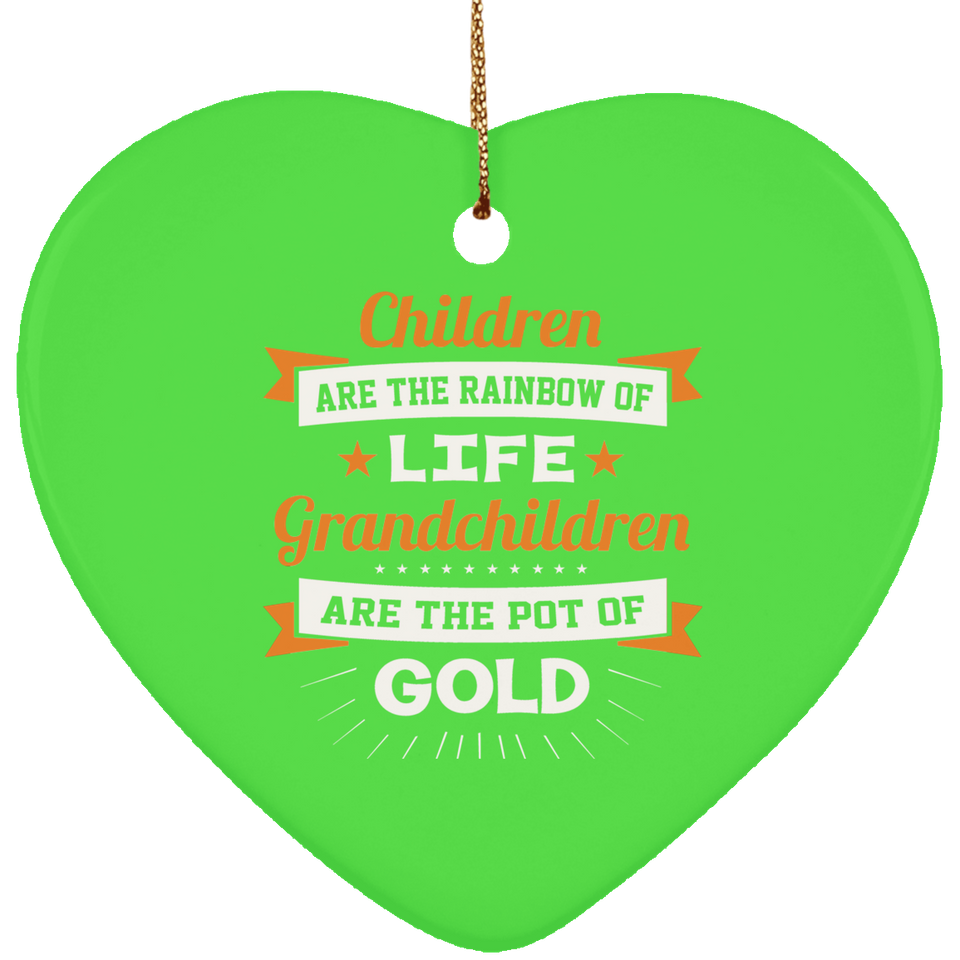 Children Are Rainbow Of Life, Grandchildren Are Pot Of Gold - Heart Ornament