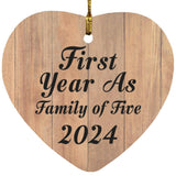 First Year As Family Of Five 2024 - Heart Ornament C