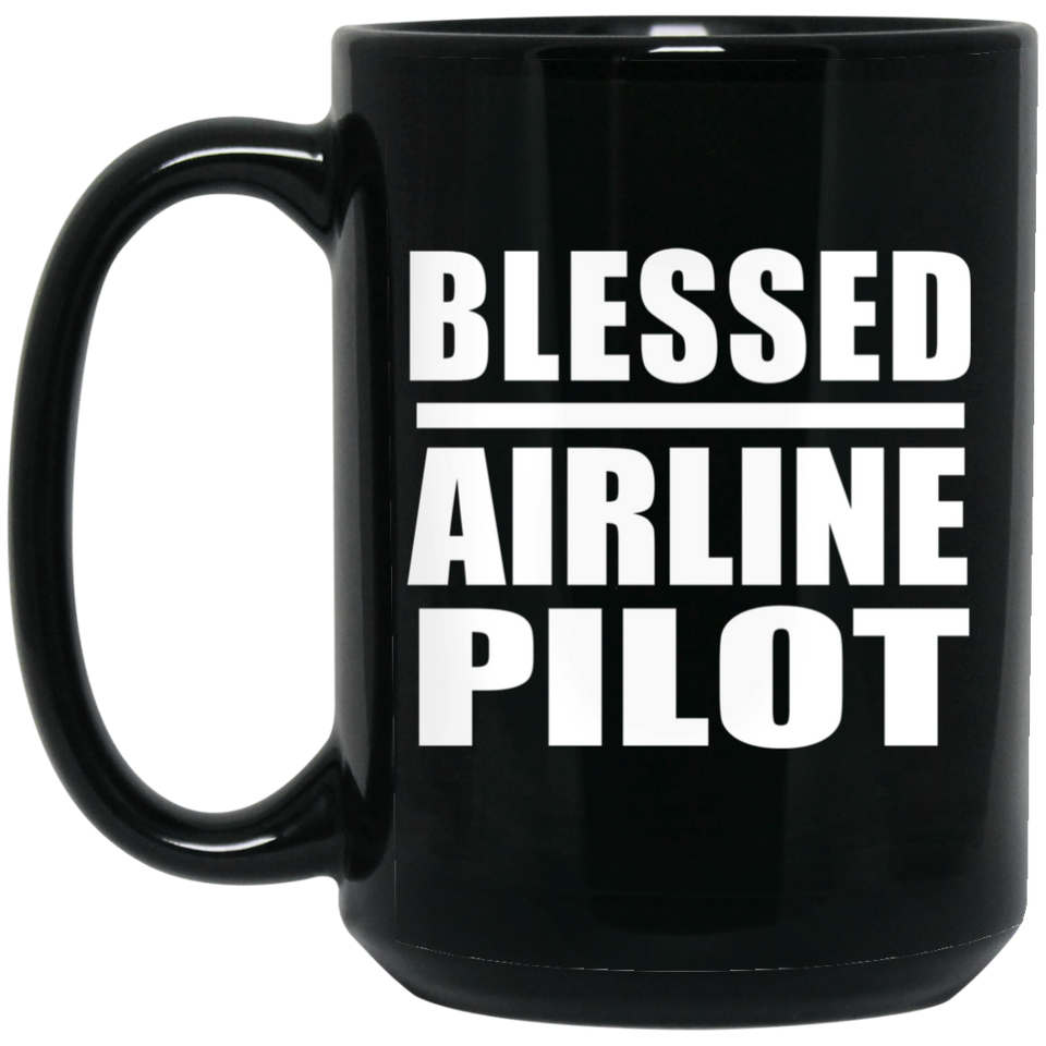 Blessed Airline Pilot - 15oz Coffee Mug Black