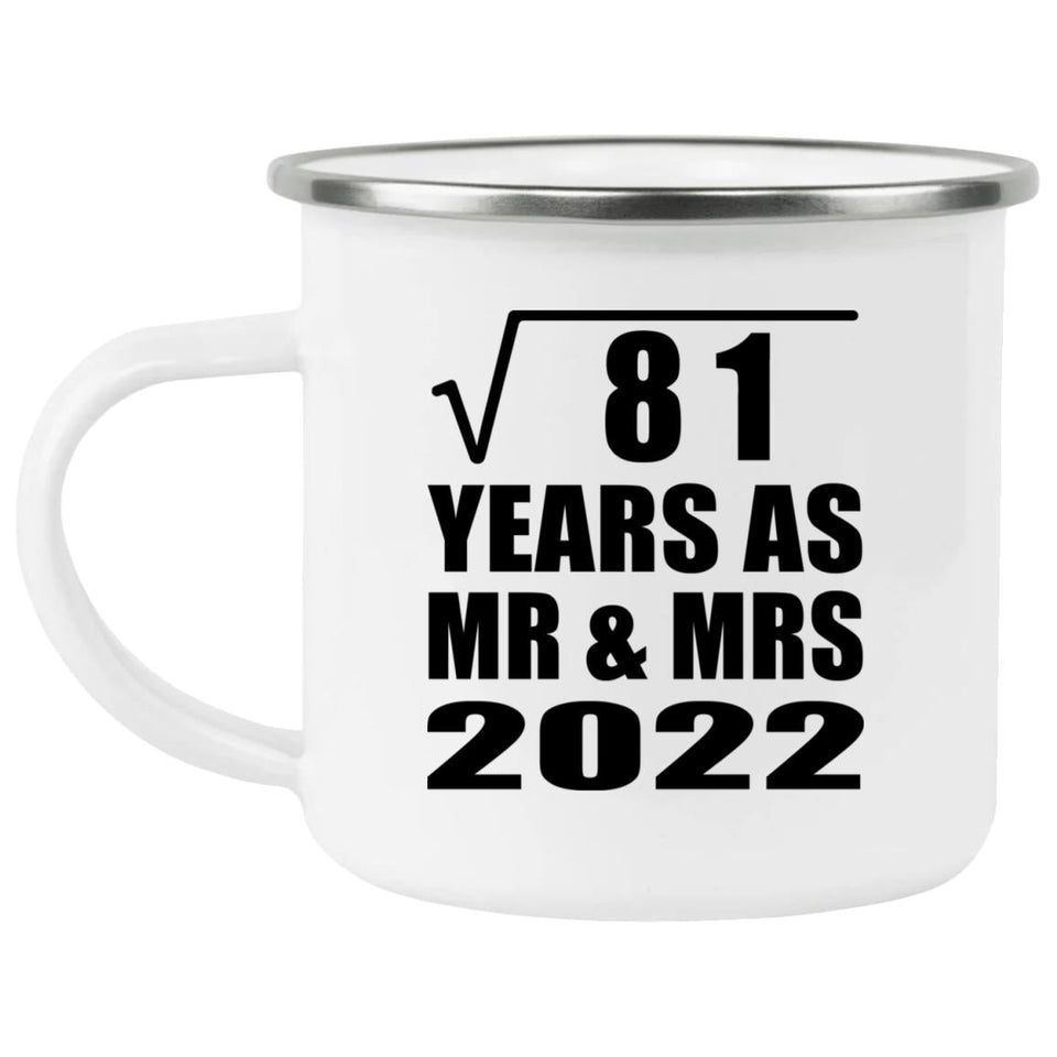9th Anniversary Square Root of 81 Years As Mr & Mrs 2022 - 12oz Camping Mug