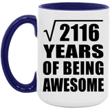 46th Birthday Square Root of 2116 Years of Being Awesome - 15oz Accent Mug Purple