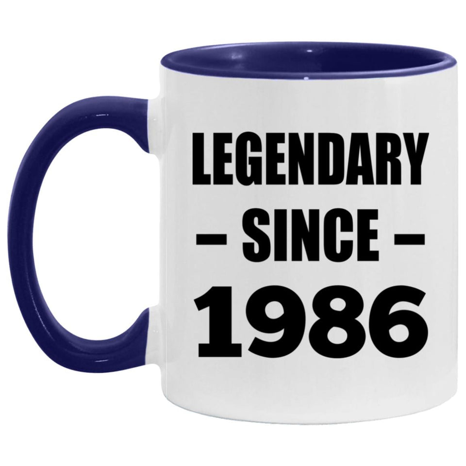 38th Birthday Legendary Since 1986 - 11oz Accent Mug Purple
