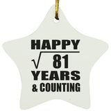 Happy 9th Anniversary Square Root of 81 Years & Counting - Star Ornament