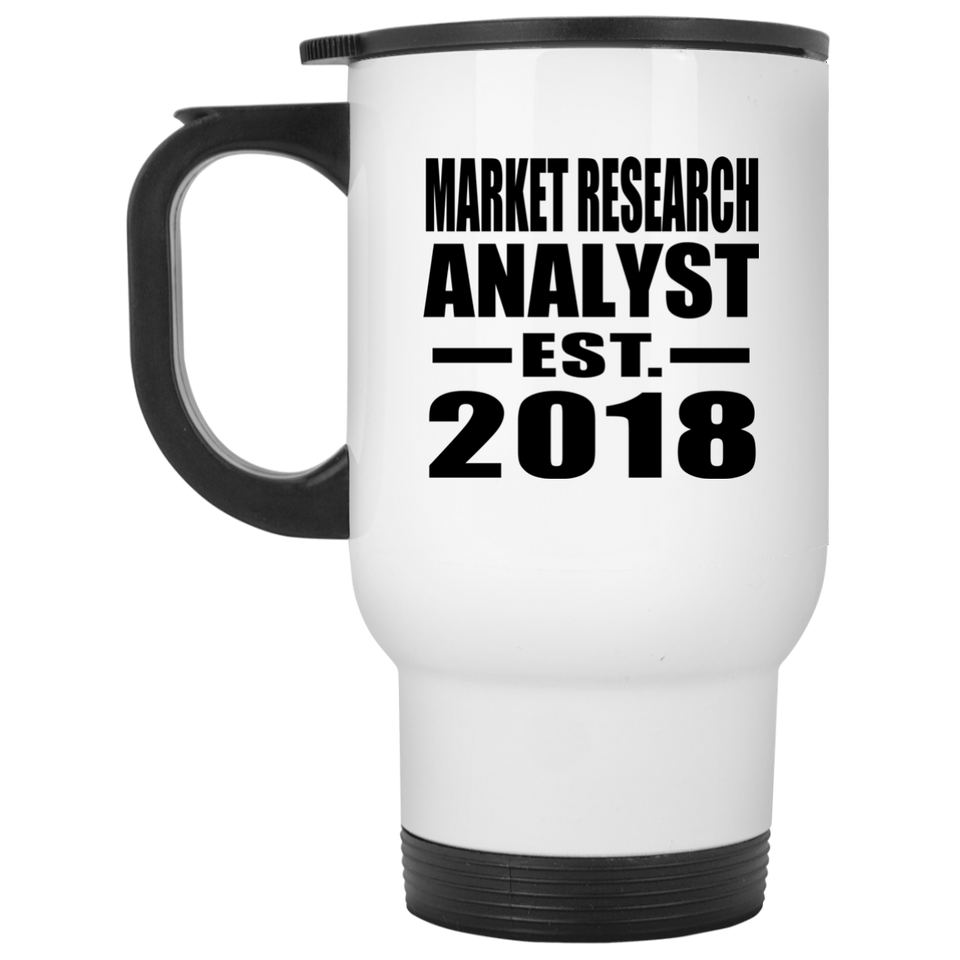 Market Research Analyst Established EST. 2018 - White Travel Mug
