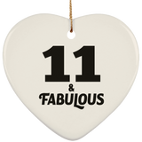 11th Birthday 11 & Fabulous - Heart Ornament