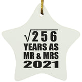 16th Anniversary Square Root of 256 Years As Mr & Mrs 2021 - Star Ornament