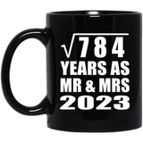 28th Anniversary Square Root of 784 Years As Mr & Mrs 2023 - 11oz Coffee Mug Black