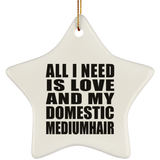 All I Need Is Love And My Domestic Mediumhair - Star Ornament
