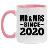 4th Anniversary Mr & Mrs Since 2020 - 11oz Accent Mug Pink