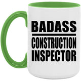 Badass Construction Inspector - 15oz Accent Mug Green