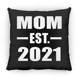 Mom Established EST. 2021 - Throw Pillow Black