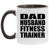 Dad Husband Fitness Trainer - 11oz Accent Mug Black