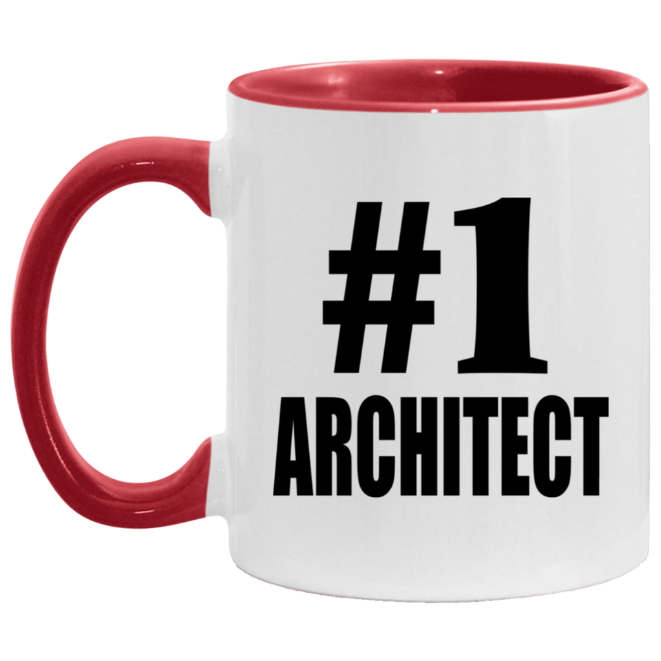 Number One #1 Architect - 11oz Accent Mug Red
