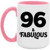 96th Birthday 96 & Fabulous - 15oz Accent Mug Pink