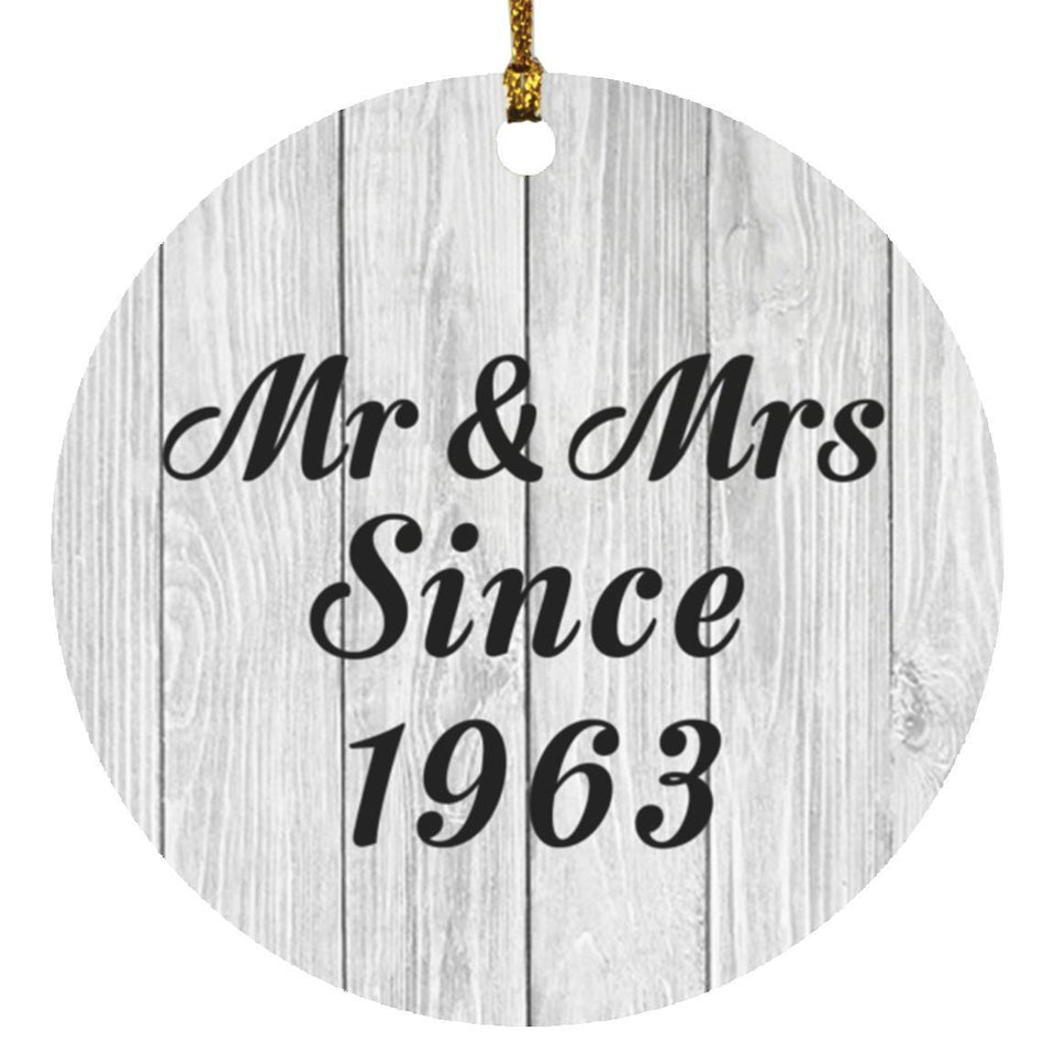 61st Anniversary Mr & Mrs Since 1963 - Circle Ornament F
