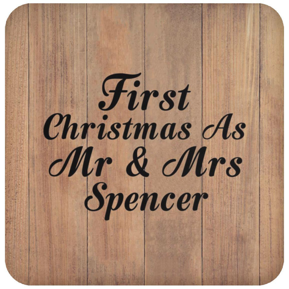 First Christmas As Mr & Mrs Spencer - Drink Coaster C