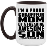 Proud Chauffeur Mom Of Awesome Son - 15oz Accent Mug Black