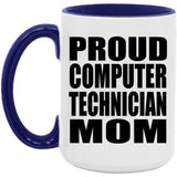 Proud Computer Technician Mom - 15oz Accent Mug Purple