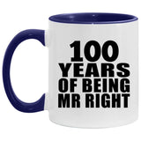 100th Anniversary 100 Years Of Being Mr Right - 11oz Accent Mug Purple