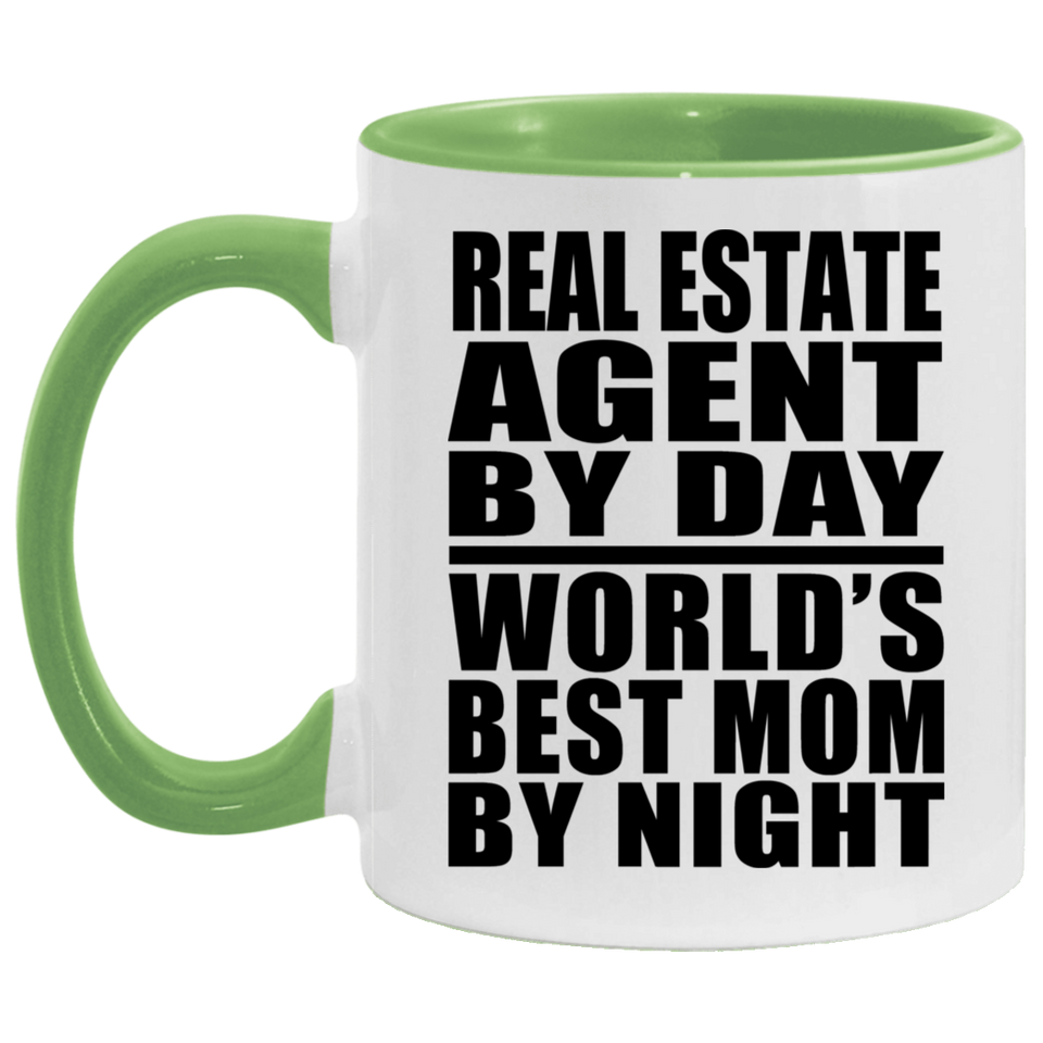 Real Estate Agent By Day World's Best Mom By Night - 11oz Accent Mug Green