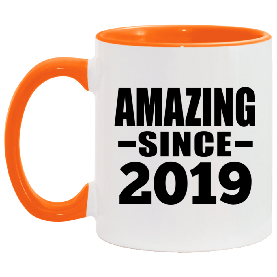 5th Birthday Amazing Since 2019 - 11oz Accent Mug Orange