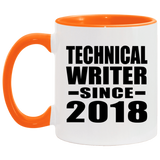 Technical Writer Since 2018 - 11oz Accent Mug Orange