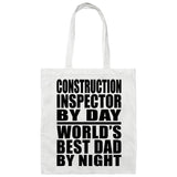Construction Inspector By Day World's Best Dad By Night - Tote Bag White