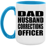 Dad Husband Corrections Officer - 15oz Accent Mug Blue
