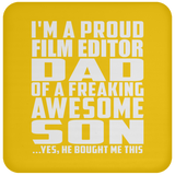 Proud Film Editor Dad Of Awesome Son - Drink Coaster