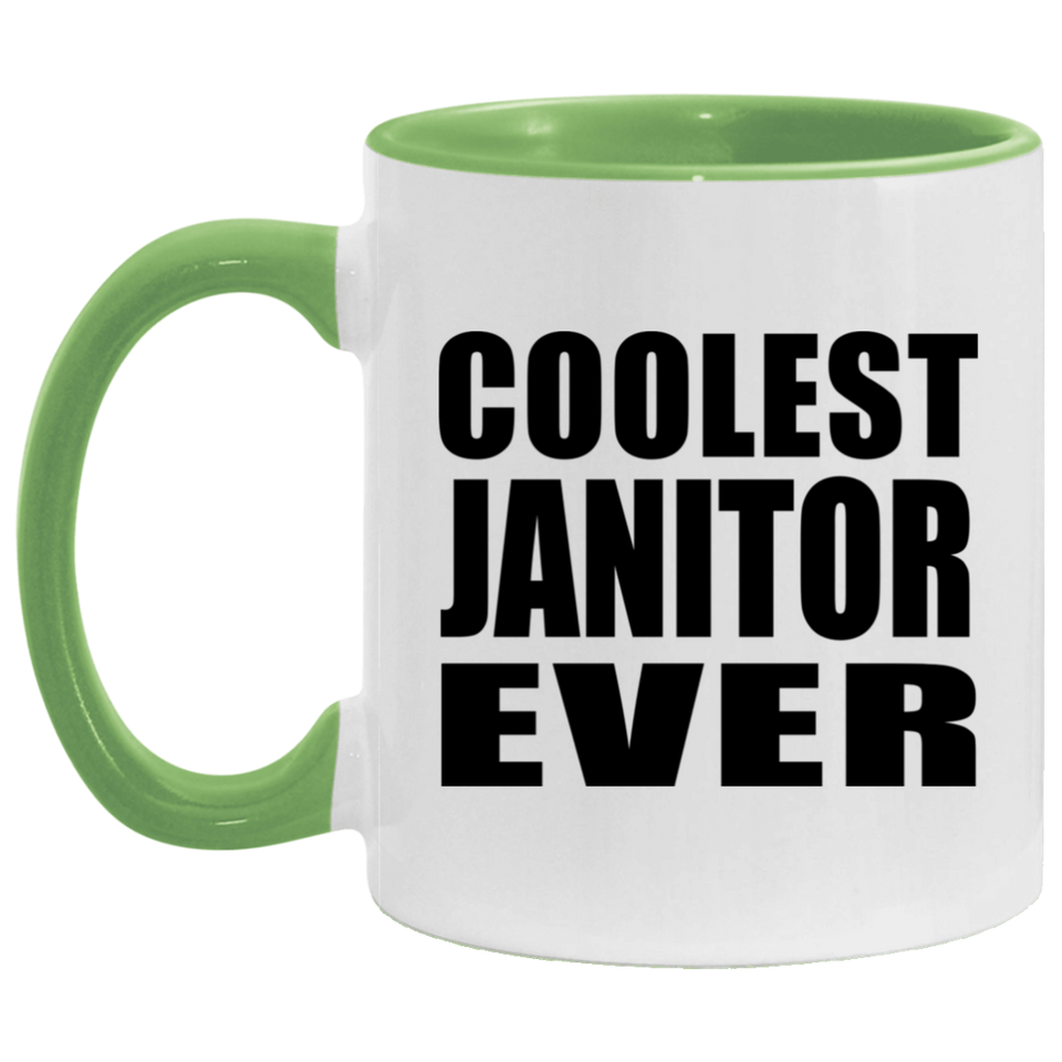 Coolest Janitor Ever - 11oz Accent Mug Green