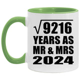 96th Anniversary Square Root of 9216 Years As Mr & Mrs 2024 - 11oz Accent Mug Green