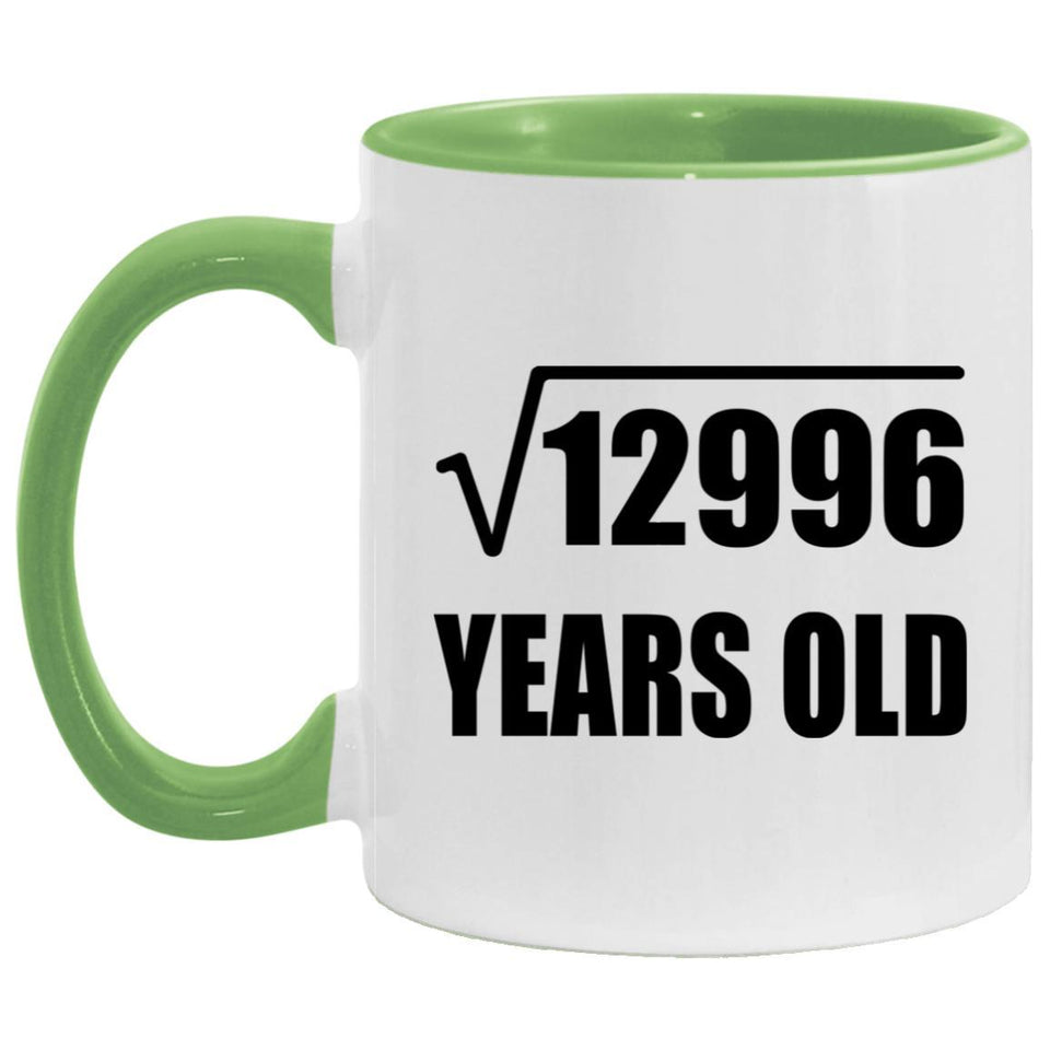 114th Birthday Square Root of 12996 Years Old - 11oz Accent Mug Green
