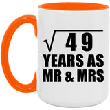 7th Anniversary Square Root of 49 Years As Mr & Mrs - 15oz Accent Mug Orange