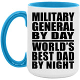 Military General By Day World's Best Dad By Night - 15oz Accent Mug Blue