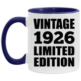 98th Birthday Vintage 1926 Limited Edition - 11oz Accent Mug Purple