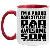 Proud Hair Stylist Dad Of Awesome Son - 11oz Accent Mug Red